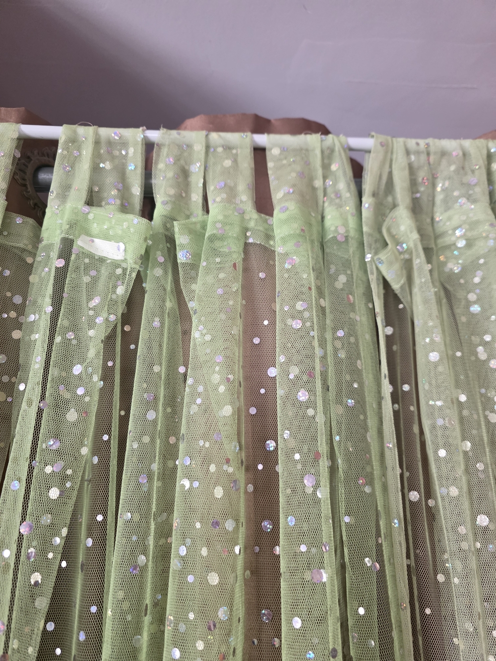 Sparkle Sheer Tab-Top Curtain Panel - Light Green